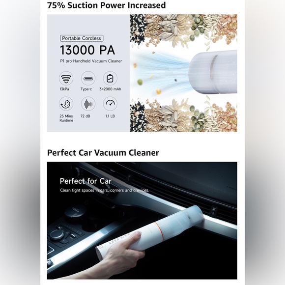 Handheld Vacuum Cordless, Portable Vacuum Cleaner, Mini Vacuum Rechargeable - Picture 10 of 14